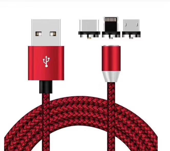 Three-in-one Magnetic Charging Cable Red Android 1M