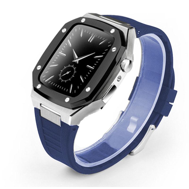 Silver Black Blue 44mm