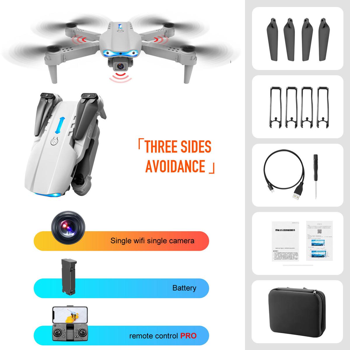 4K Dual Camera Remote Control Three-sided Obstacle Avoidance Drone Obstacle avoidance grey 4K dual WIFI single battery