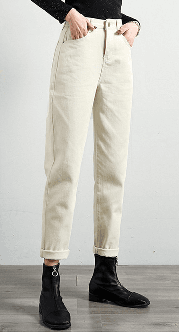 Beige Cropped trousers 25