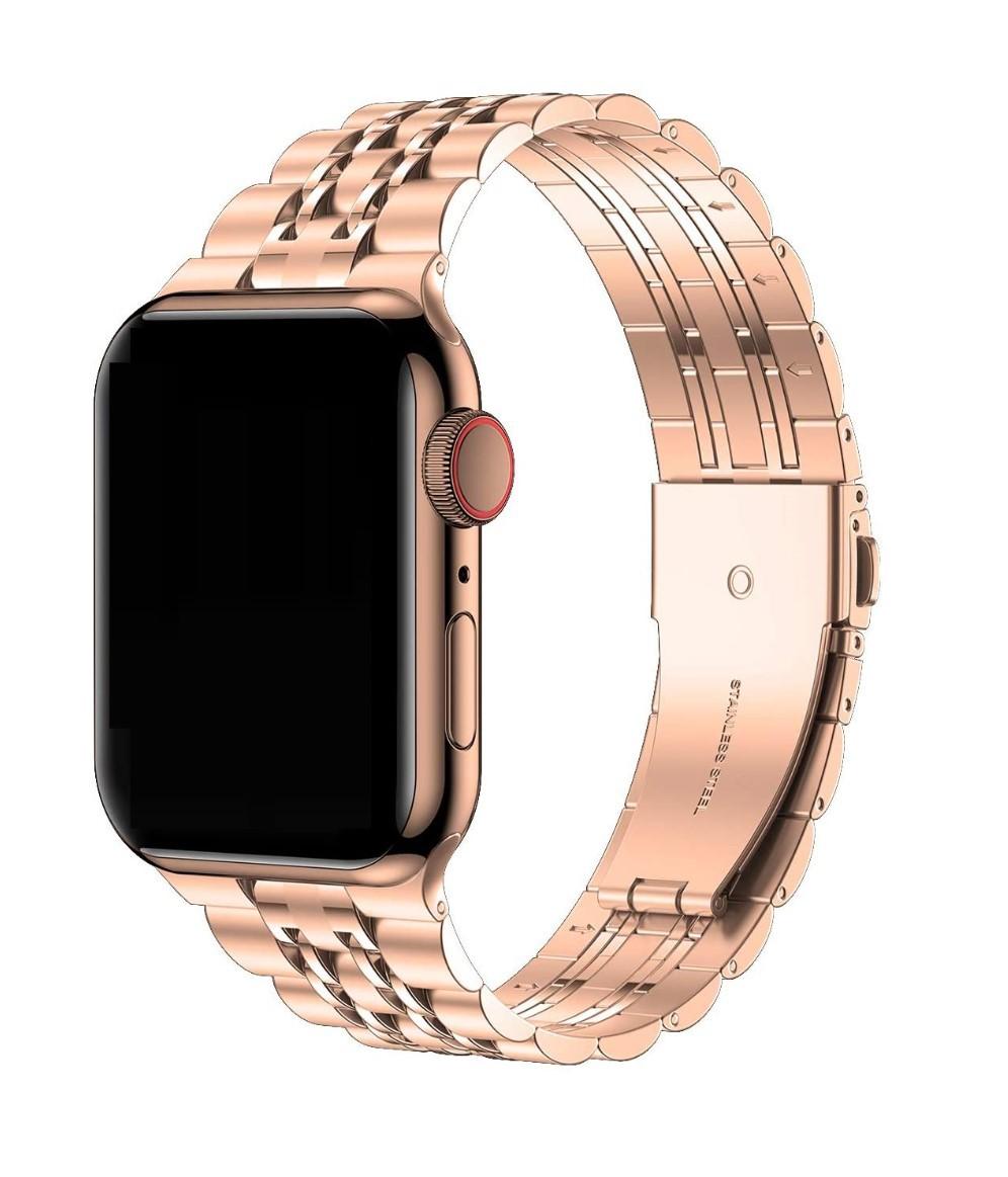 Seven-bead Stainless Steel Solid Metal Strap Rose Gold