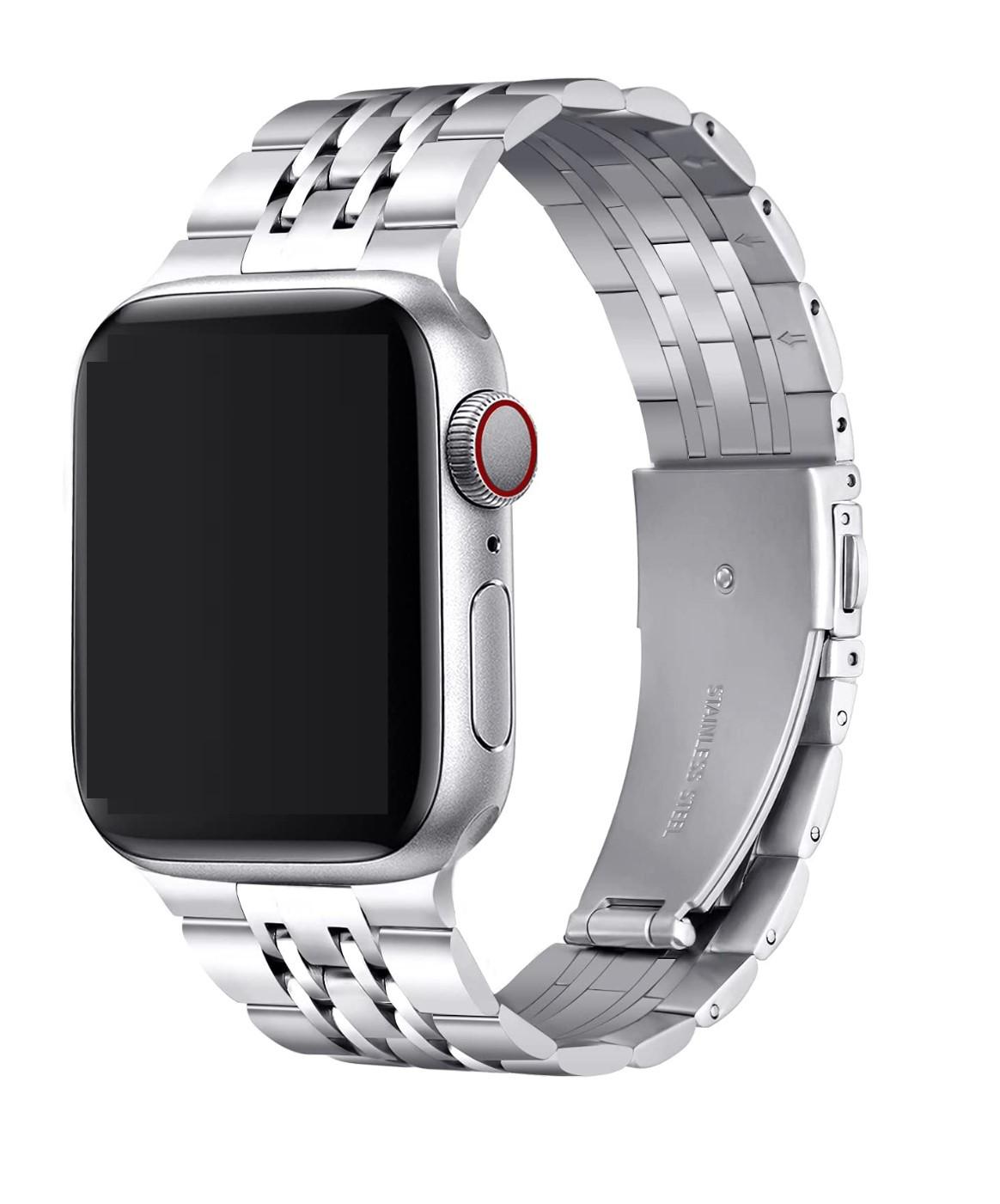 Seven-bead Stainless Steel Solid Metal Strap Silver