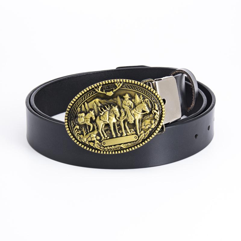 Gold buckle black belt Iron clip 110cm