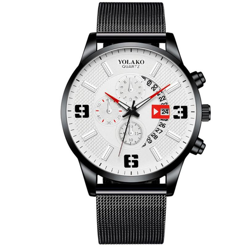 Fashion Three-eye Digital Watch With Calendar Black and white