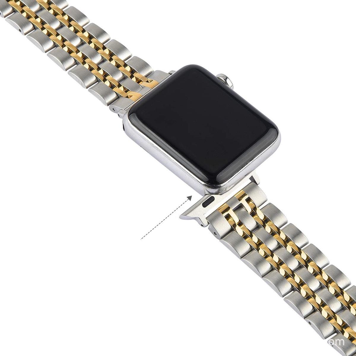 Seven-bead Stainless Steel Solid Metal Strap Silver gold
