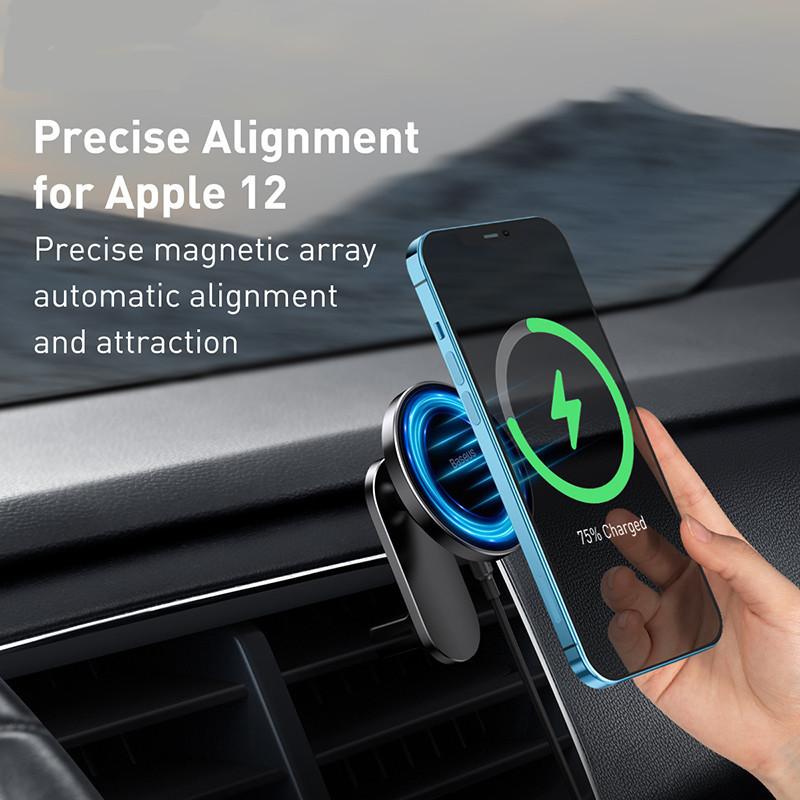 Center Console Magnetic Car Bracket Wireless Charging Black