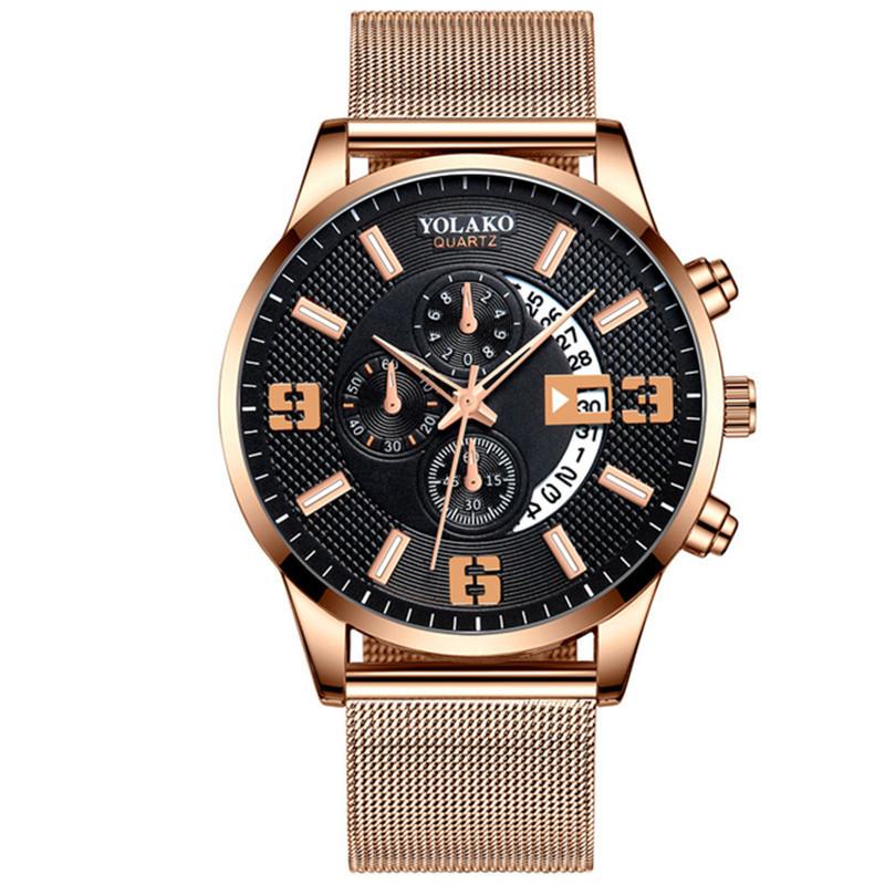 Fashion Three-eye Digital Watch With Calendar Rose Red