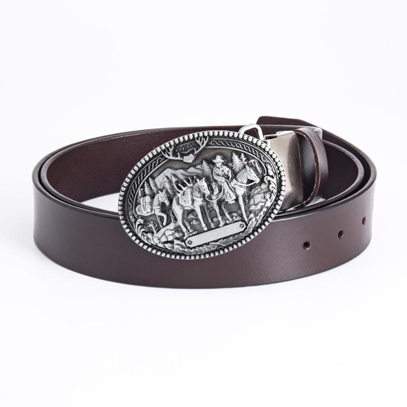 Silver buckle coffee belt Iron clip 110cm