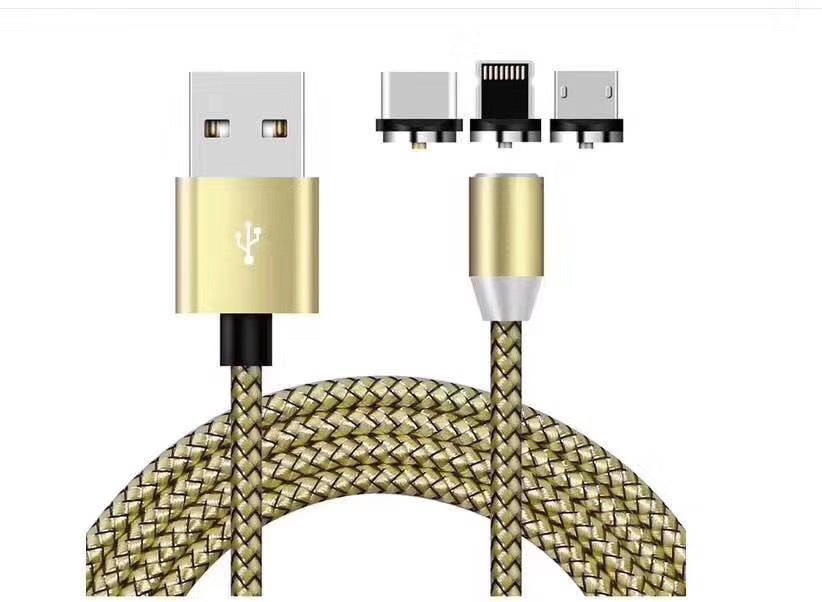 Three-in-one Magnetic Charging Cable Gold Android 1M