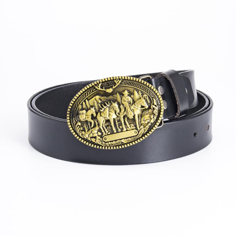 Gold buckle black belt Connecting skin 110cm