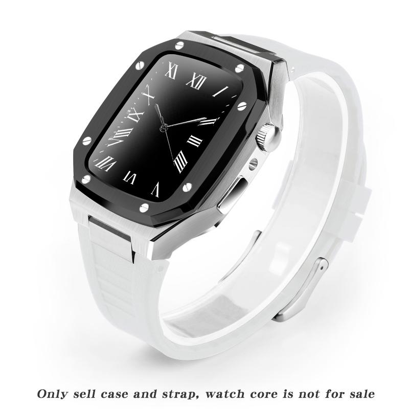 Silver Black White 44mm