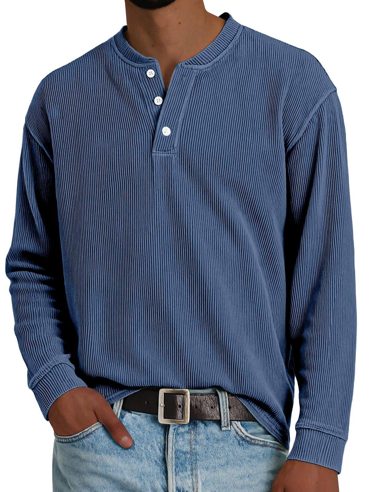 Premium Solid-color Comfortable Long-sleeve Design Dark Blue L