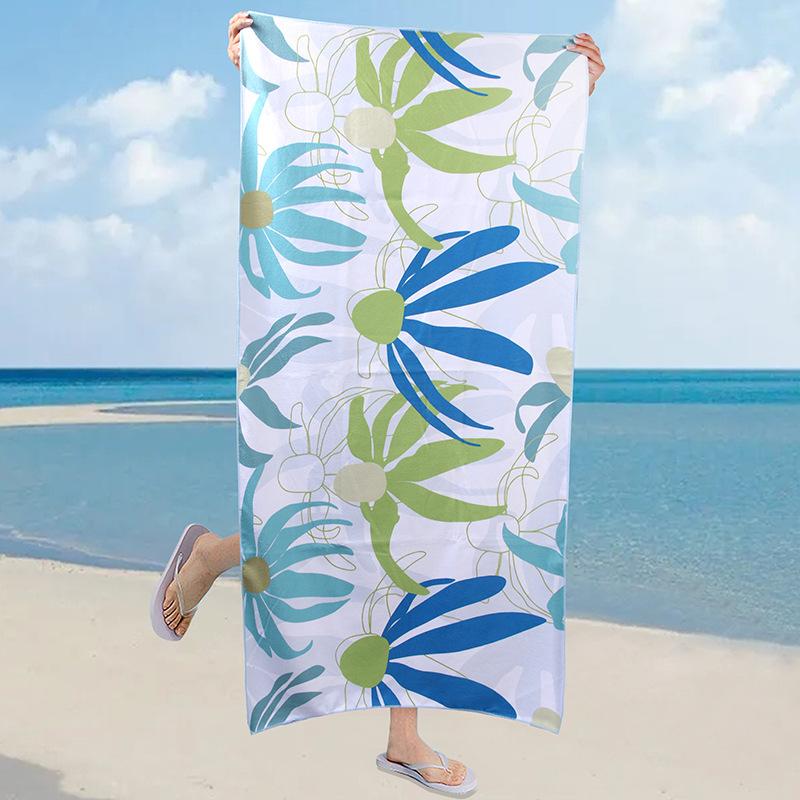 70150 Heat Transfer Printing Microfiber Shawl Portable Quick-drying Bath Towel 0830 Blue Daisy Microfiber 70X150cm