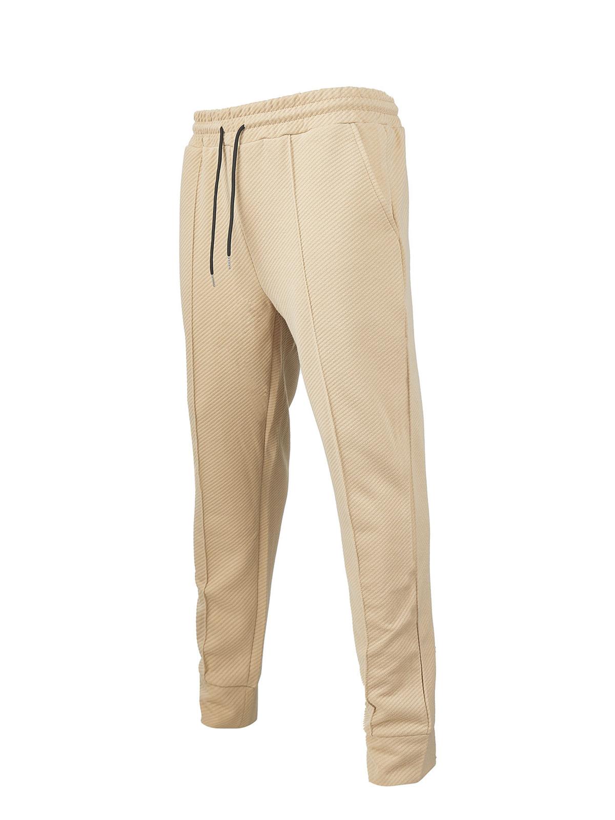 Mid-waist Sports Casual Solid Color Drawstring Loose Jogging Trendy Long Pants Khaki L