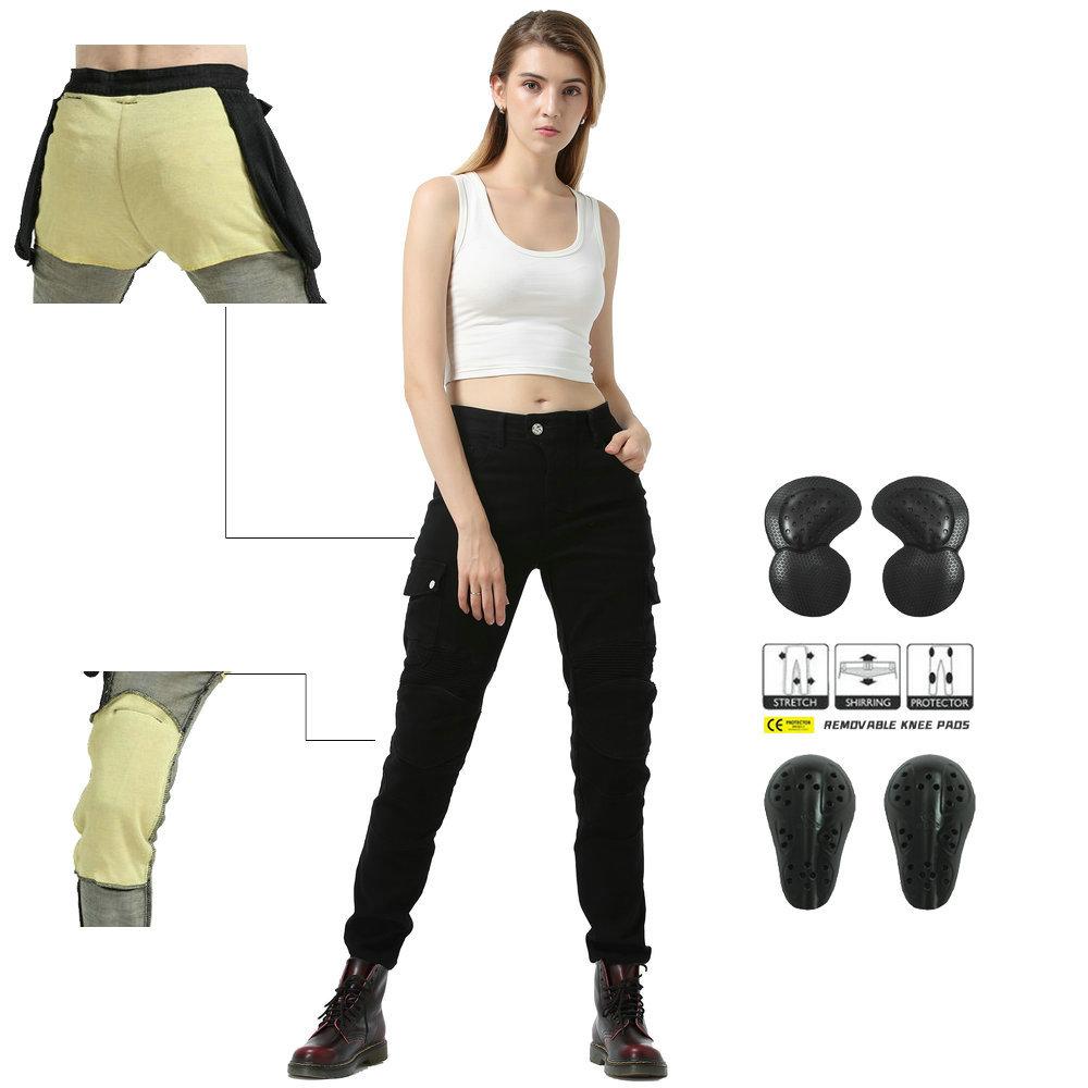 Women's Motorcycle Jeans Drop-resistant Black M