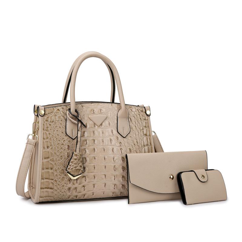 Vintage Crossbody Statement Handbag Set For Women Khaki 3PCS Set