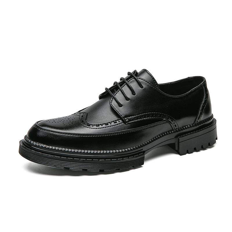 Men's Korean-style Pointed Leather Shoes Trendy British-style Casual Formal Wear Black 38