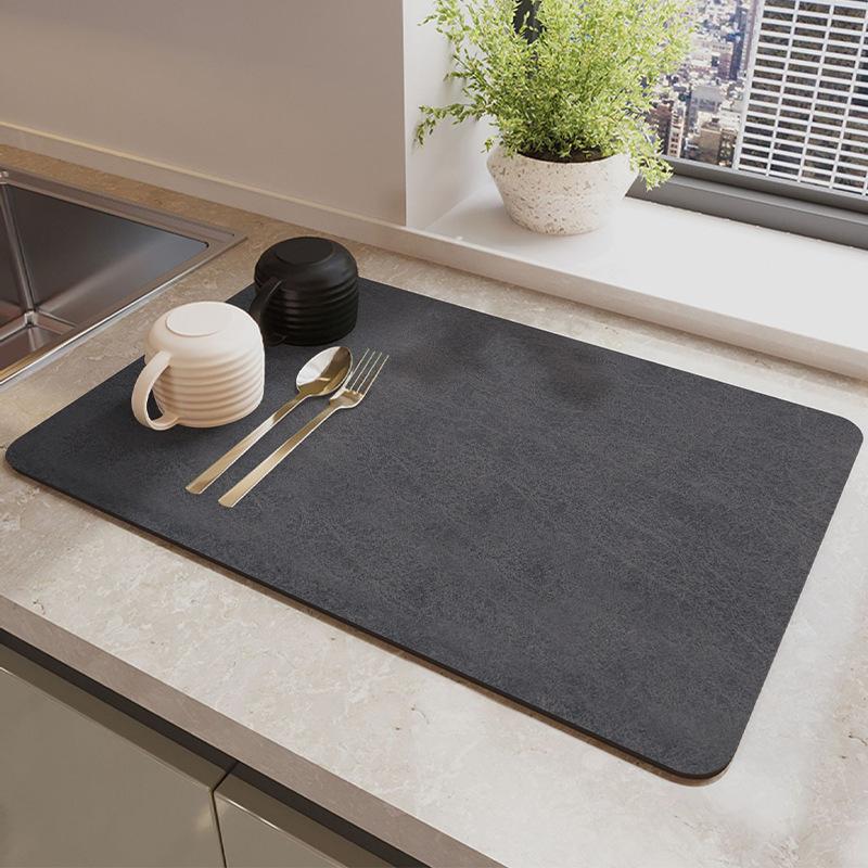 Hydrophilic Pad Bar Cup Water Draining Pad Dish Drying Mat Bar Coffee Machine Mat Tusche Gray 30X40CM