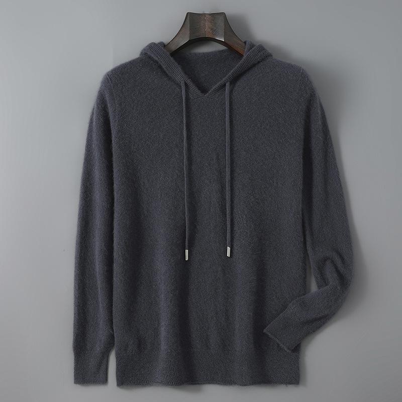 Mens Relaxed-fit Hooded Sweatshirt With Long Sleeves For Casual Wear Elephant Gray 2XL