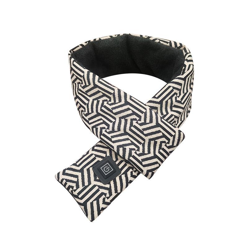 Heating Scarf Black And White Plaid
