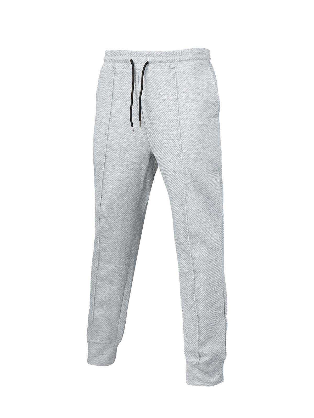Mid-waist Sports Casual Solid Color Drawstring Loose Jogging Trendy Long Pants Light Gray L