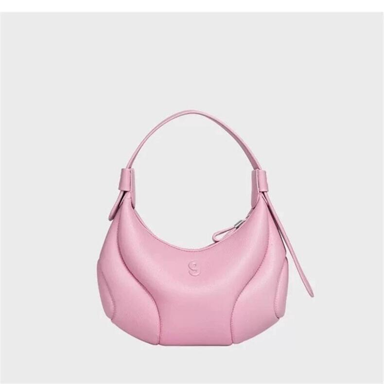 Womens Baseball Underarm Bag Crescent-Shaped Crossbody Bag Princess Pink