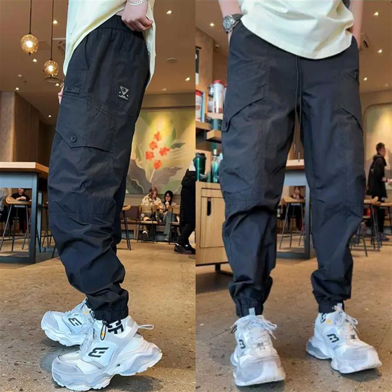Loose Straight Leisure Tappered Casual Pants Black 2XL