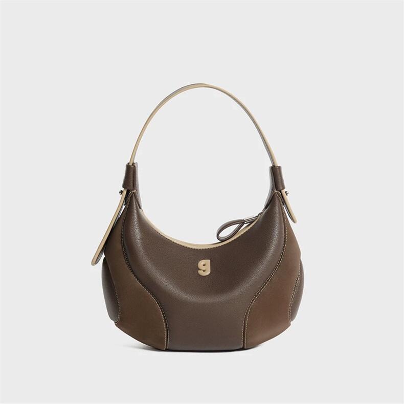 Womens Baseball Underarm Bag Crescent-Shaped Crossbody Bag Mandarin Duck Brown