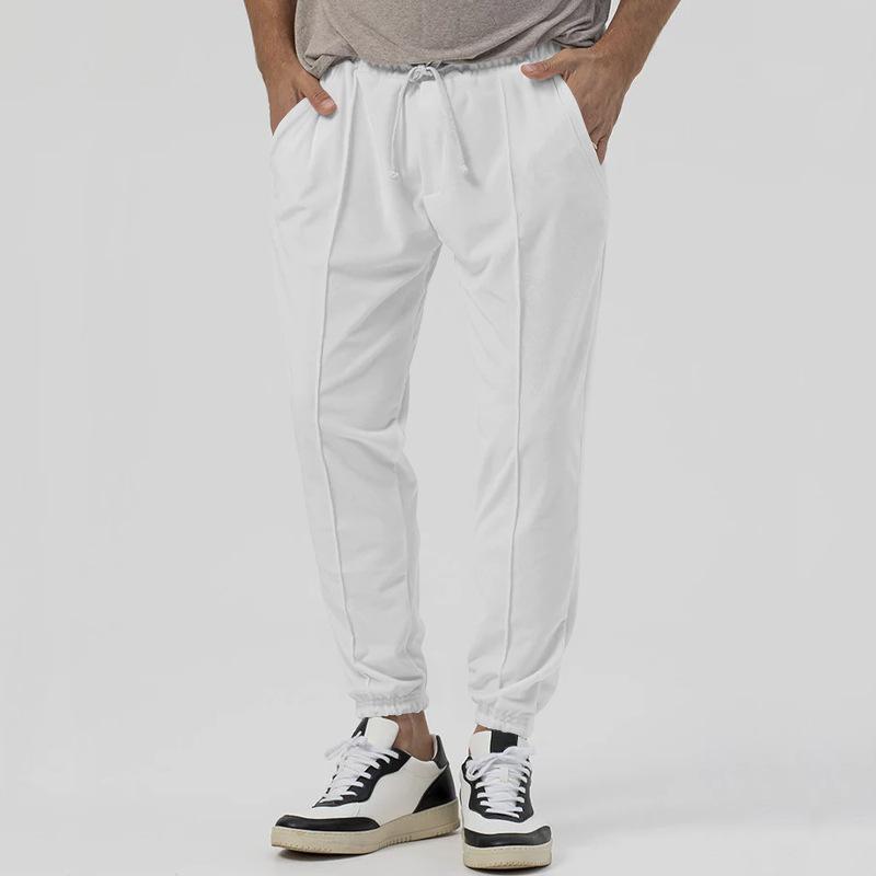Casual Track Sweatpants Men's Loose Tappered Casual Pants White L