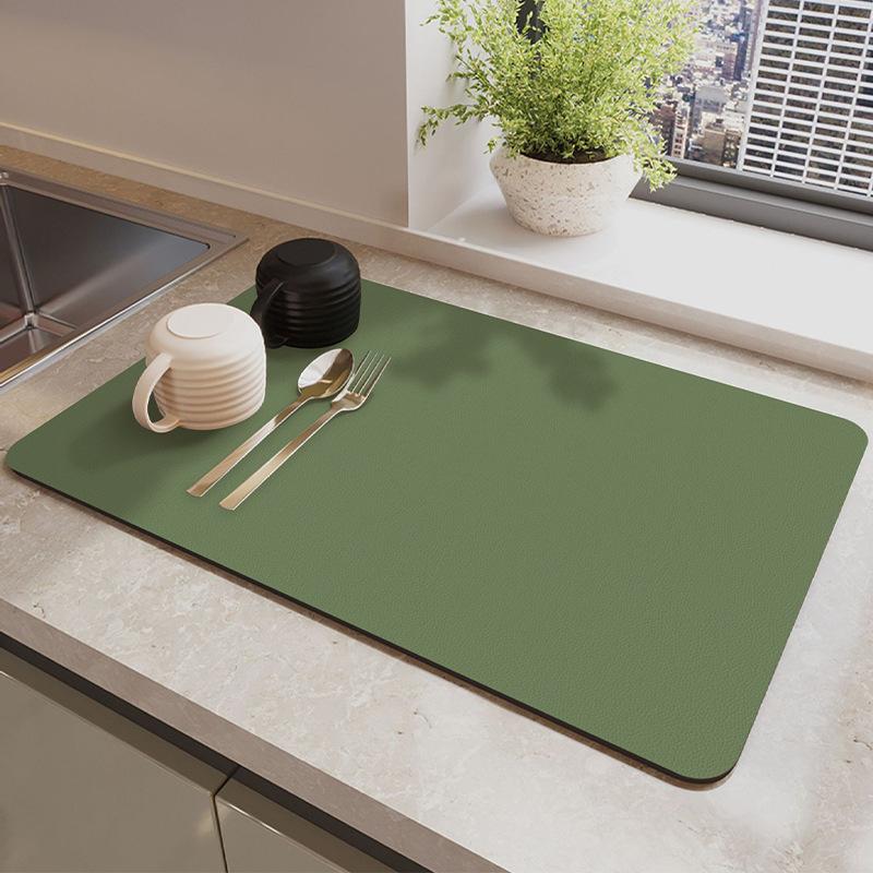 Hydrophilic Pad Bar Cup Water Draining Pad Dish Drying Mat Bar Coffee Machine Mat Fruit Green 30X40CM
