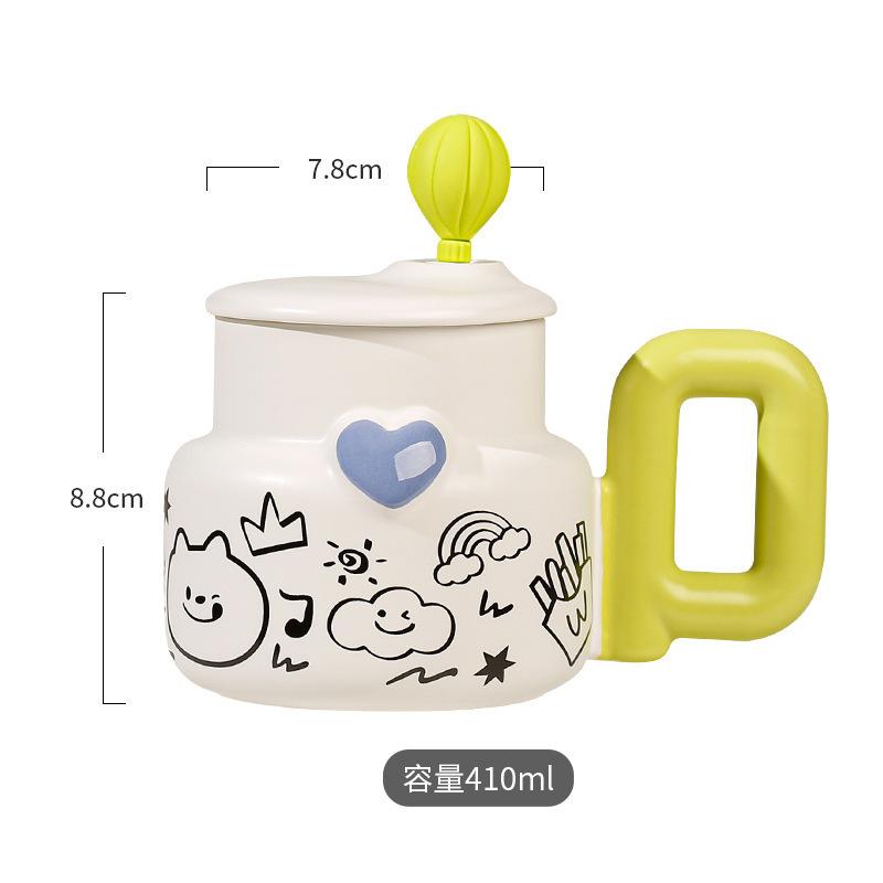 Design Mug Boys And Girls Ceramic Drinking Cup White Graffiti 401to500ml