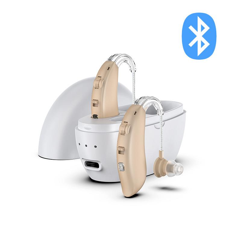 Digital Hearing Aid Bluetooth Hearing Aid Auxiliary Hearing For The Elderly Skin Color Pair White