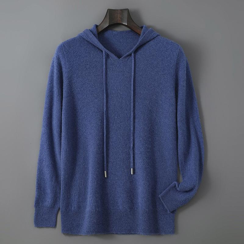 Mens Relaxed-fit Hooded Sweatshirt With Long Sleeves For Casual Wear Flower Blue 2XL