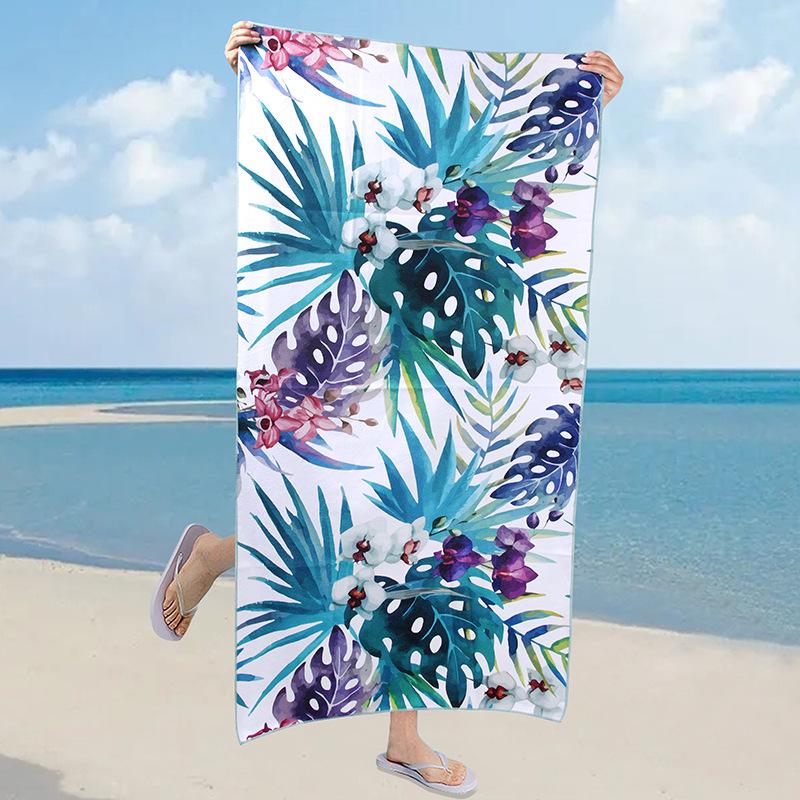 70150 Heat Transfer Printing Microfiber Shawl Portable Quick-drying Bath Towel 0830 Tropical Plant Microfiber 70X150cm