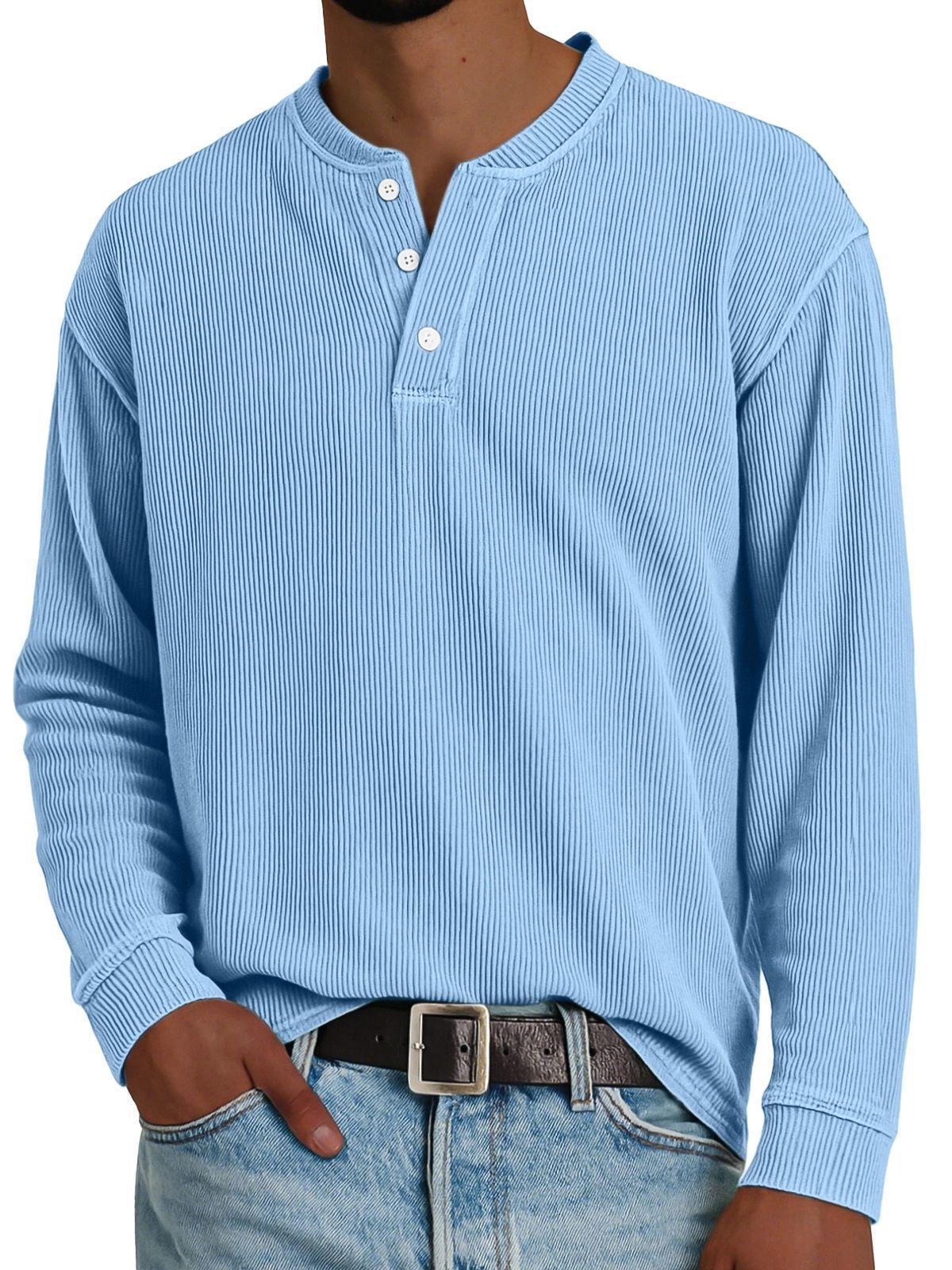 Premium Solid-color Comfortable Long-sleeve Design Light Blue L