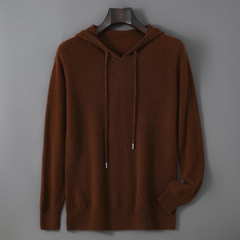 Mens Relaxed-fit Hooded Sweatshirt With Long Sleeves For Casual Wear Caramel Color 2XL