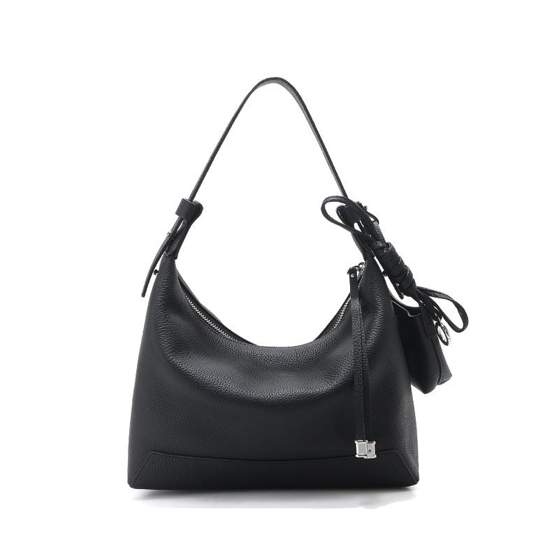 Womens Stylish Versatile Commuter Shoulder Bag Black 25X8X20cm