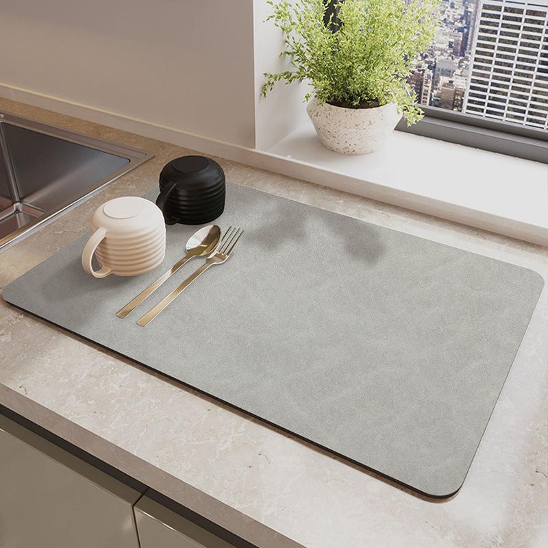 Hydrophilic Pad Bar Cup Water Draining Pad Dish Drying Mat Bar Coffee Machine Mat Green Wood Gray 30X40CM