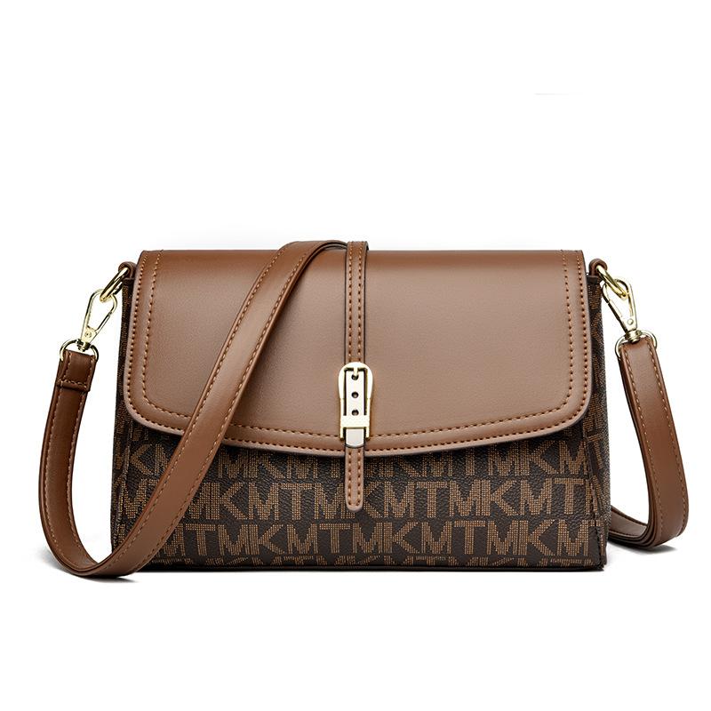 Womens Printed High-Capacity Shoulder Bag TMK Brown