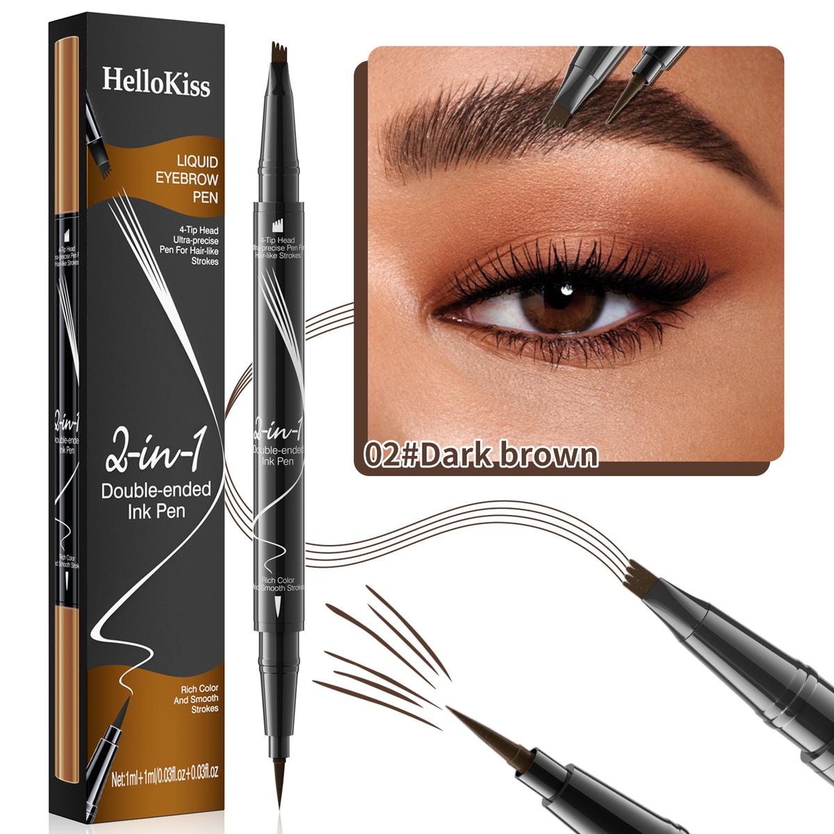 Double-headed Liquid Eyebrow Pencil Quick-drying Sweat-resistant Not Smudge 02 Dark Brown