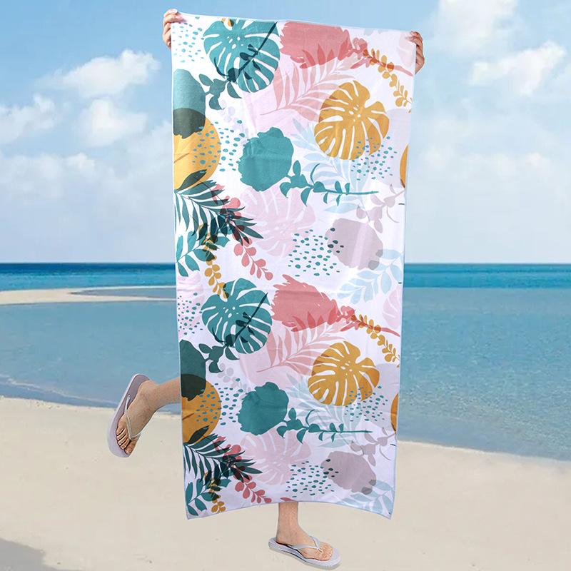 70150 Heat Transfer Printing Microfiber Shawl Portable Quick-drying Bath Towel 0830 Color Monstera 70X150cm