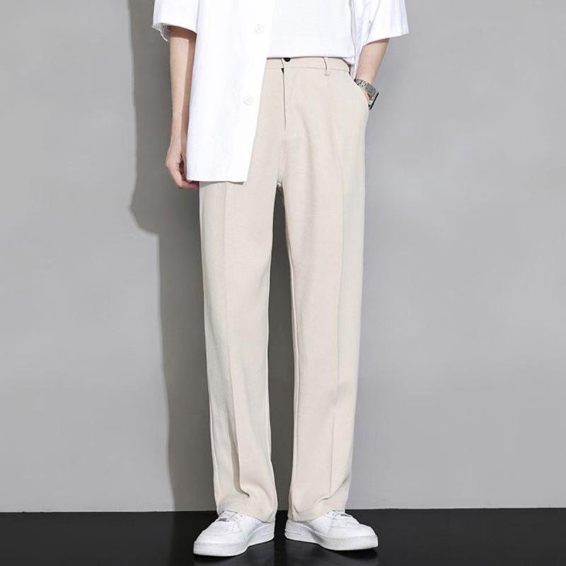 Trendy Ins Draping Design Wide-leg Pants Nine Points Khaki 2XL