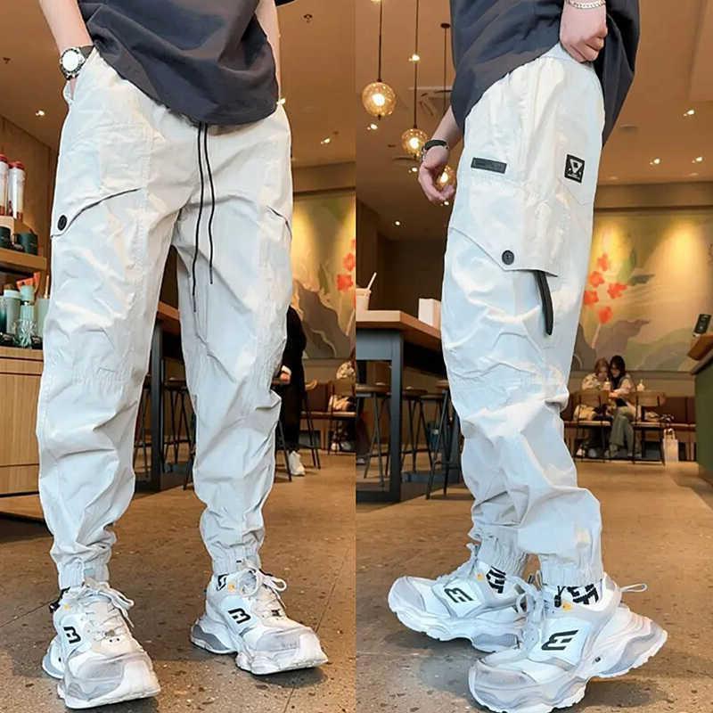 Loose Straight Leisure Tappered Casual Pants Beige 2XL