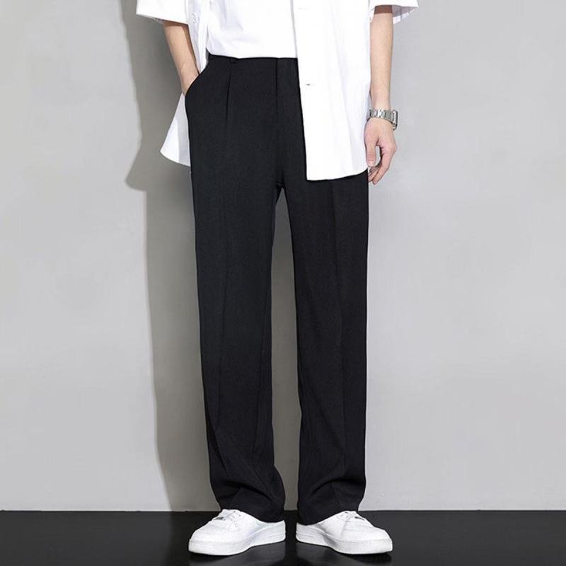 Trendy Ins Draping Design Wide-leg Pants Nine point Black 2XL