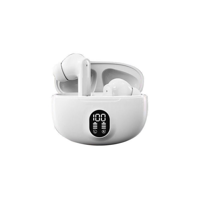 Digital-display Wireless High-fidelity In-ear Noise-canceling Bluetooth Earbuds With Ultra-long Battery Life White Full Set