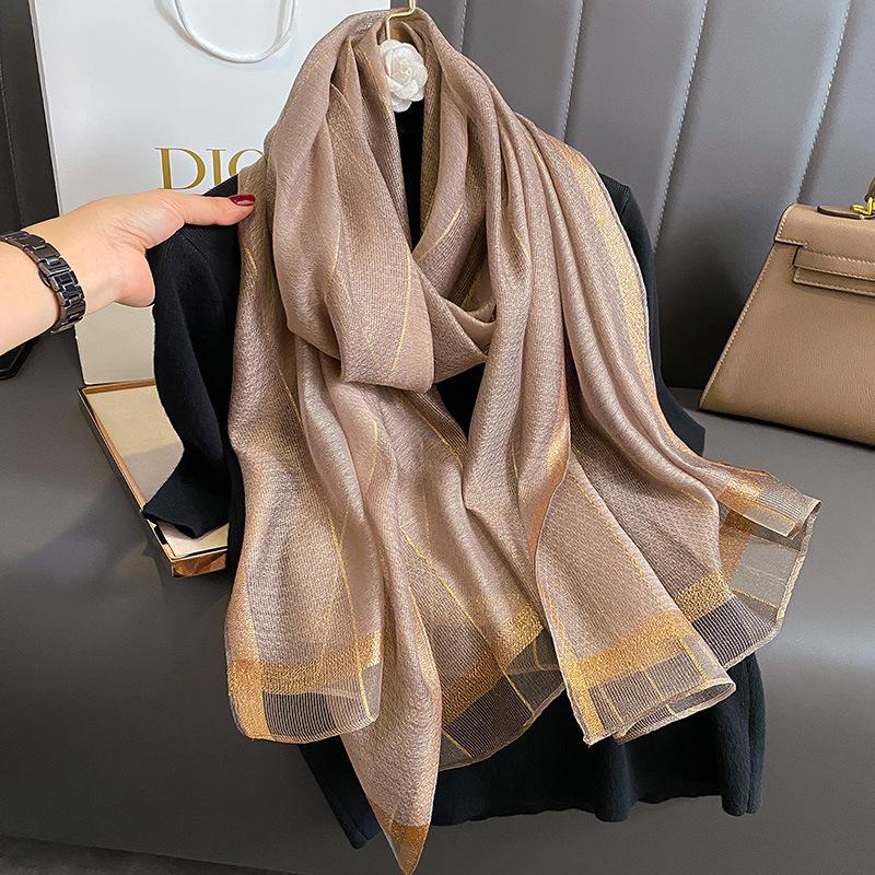 Solid-color Double-faced Scarf For Spring And Autumn Summer Camel 190X70cm