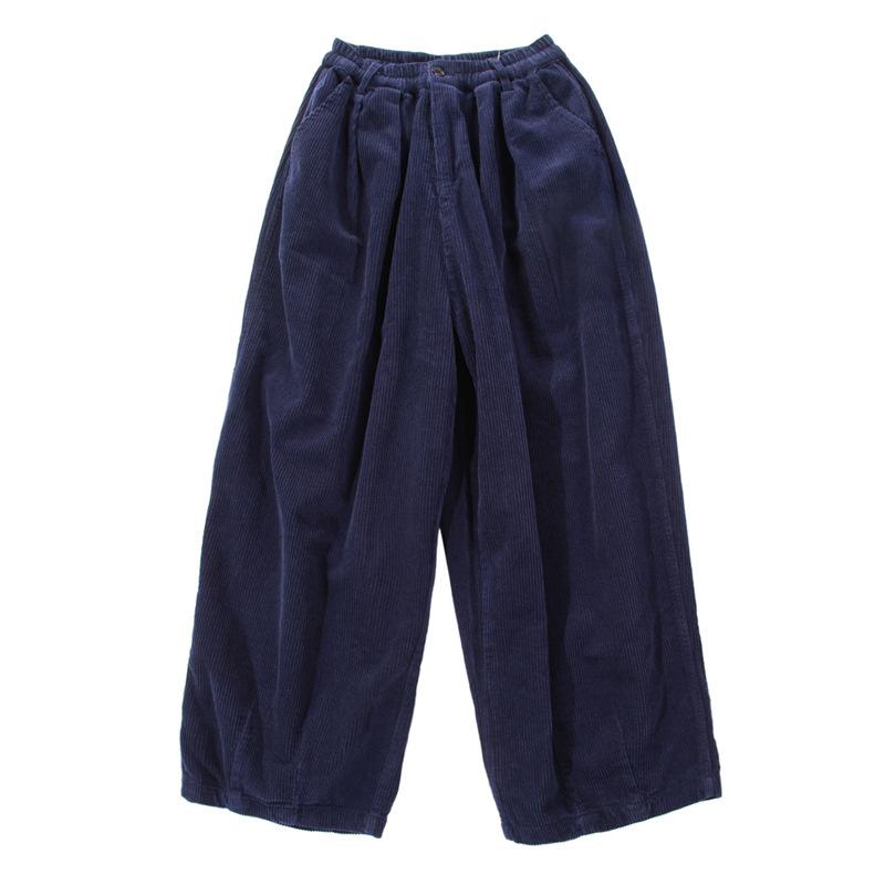 Womens Retro Loose Wide-Leg Corduroy Workwear Casual Pants Sapphire Blue L