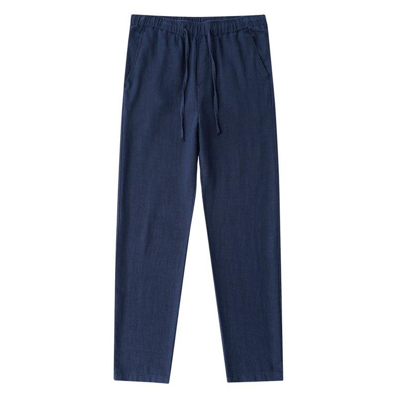 Casual Pants Straight Loose Men's Pants Cropped Pants Navy Blue 2XL