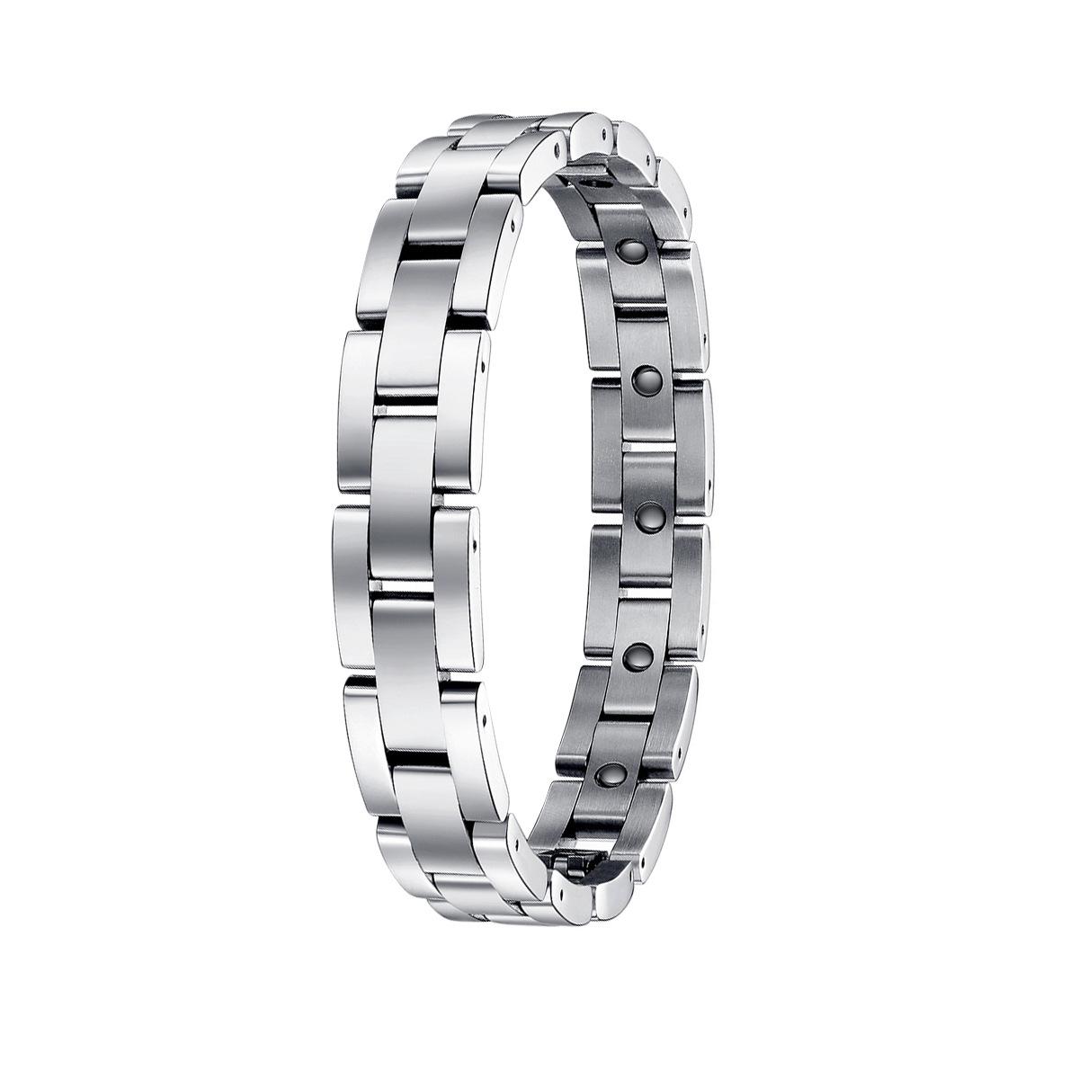 Men's Minimalist Fashion Stainless Steel Magnet Bracelet Silver
