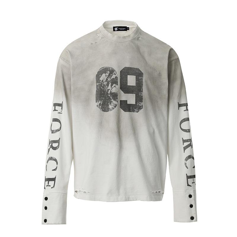 American-style Vintage Distressed Top With A Worn Edgy Look White L